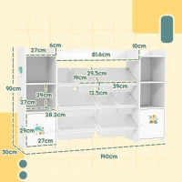 AIYAPLAY Kids Toy Organizers and Storage with 8 Removable Storage Bins and Bookshelf, White(m-3)