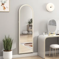 HOMCOM Miroir de sol arqué pleine longueur miroir sur pied cadre en effet imitation pierre pour salon chambre 50 x 160 cm blanc(m-8)