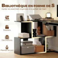 HOMCOM Bureau d'Angle, 120 x 100 x 76 cm, Bureau Informatique en L avec Plateau de Clavier, 4 Compartiments Ouverts, Noir(m-5)