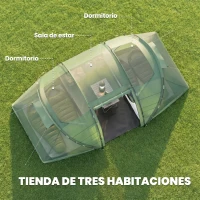 Outsunny Tienda de Campaña Familiar para 4 Personas con 2 Habitaciones y Bolsa de Transporte 430x240x170 cm Verde(m-4)