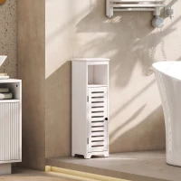 HOMCOM Meuble salle de bain, armoire salle de bain 4 niveaux  porte persienne, étagère ouvert, 22x20x75cm, blanc(m-2)