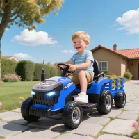 AIYAPLAY Elektrischer Kindertraktor, Aufsitz-Traktor mit Fernbedienung, Soft-Start, für Kinder im Alter von 3-8 Jahren, Blau(m-2)