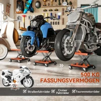 HOMCOM Motorfietslift 500 kg Capaciteit 135-390 mm Verstelbare Hoogte Staal Oranje(m-5)
