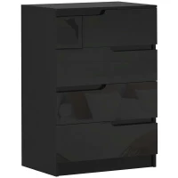 HOMCOM Cassettiera 4 Cassetti Moderna e Minimal in Legno, 60x40x85 cm, Nero Lucido(m-1)
