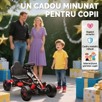 AIYAPLAY Kart cu pedale pentru copii 3-6 ani, max. 50 kg, cu suport pentru pahare și roți EVA antiderapante, roșu(m-8)