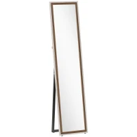 HOMCOM Espejo de Cuerpo Entero 157x37 cm con Marco Bicolor Espejo de Pie Inclinado o Colgante Blanco y Marrón(m-1)