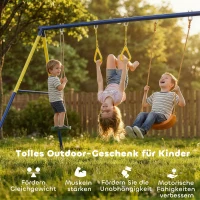 AIYAPLAY Schaukelgestell bis 150 kg 3-in-1 Kinderschaukel mit klassischer Schaukel, Turnringe, Stehschaukel, 285x160x181 cm(m-7)
