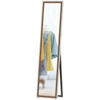 HOMCOM Espejo de Cuerpo Entero 157x37 cm con Marco Bicolor Espejo de Pie Inclinado o Colgante Blanco y Marrón(m-11)