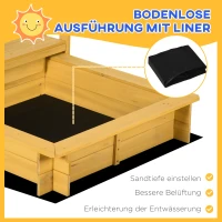 Outsunny Zandbak met Speelhuis en Dak, 133 x 129 x 137,5 cm, Natuur + Blauw(m-6)