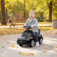 AIYAPLAY Carro Andador para Crianças Mercedes-Benz Classe C com Buzina Volante Sons de Motor e Espaço de Armazenamento 65x28x39 cm Preto(m-10)