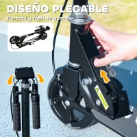 AIYAPLAY Patinete Plegable para Niños de 3-8 Años de 2 Ruedas con Luces Manillar de 4 Altura Ajustable Doble Frenos Negro(m-7)