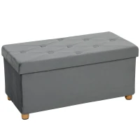 HOMCOM Velvet Upholstered Foldable Ottoman Footrest, Storage Ottoman Bench with Wood Legs for Living Room, Grey(m-1)