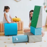 HOMCOM 5 TLG. Schaumstoff Bausteine Kinder Softbausteine klettern Bauklötze Weiche Schaumstoffbausteine Riesenbausteine Schaumstoffblöcke Bausteinset Spielbausteine für Baby & Kleinkinder Mehrfarbig(m-8)