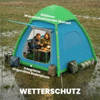 Outsunny Aufblasbares Zelt 3 Personen Schneller Aufbau Outdoor Camping Zelt mit Luftpumpe Meshfenster abnehmbar Dach(m-6)