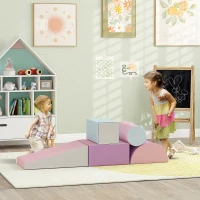 HOMCOM Zachte bouwstenen set voor kinderen van 1-3 jaar, 5 stuks, van schuim, meerkleurig, kunstleer(m-2)