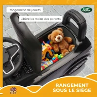 AIYAPLAY Porteur enfants voiture sous licence Land Rover, véhicule à pousser, klaxon, sons de moteur, rangement sous siège, noir(m-7)