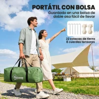 Outsunny Tienda de Campaña Familiar para 4 Personas con 2 Habitaciones y Bolsa de Transporte 430x240x170 cm Verde(m-7)