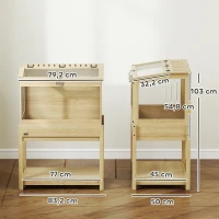 PawHut Cușcă pentru hamster din lemn înaltă cu raft de depozitare capac deschis 83,2 x 50 x 103 cm efect de lemn natural(m-3)