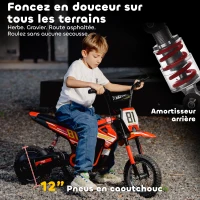 AIYAPLAY Moto électrique enfants 24V, moteur 250W, vitesse 6,4-16 km/h, pour enfants 8-12 ans, suspension arrière, rouge(m-6)