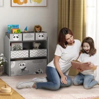 ZONEKIZ Meuble rangement enfant rangement jouet enfant 6 boîtes amovibles en tissu non tissé 63 x 30 x 66 cm gris(m-10)
