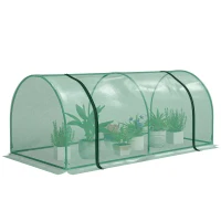 Outsunny Serra da giardino a Tunnel in Acciaio e con Copertura in PVC, 200x100x80 cm, Verde(m-11)
