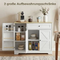 HOMCOM Sideboard, Landhausstil Küchenschrank mit Schiebetüren, 1 Schublade, 2 verstellbaren Einlegeböden, Türregalen(m-4)