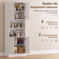 HOMCOM Dulap Cămară de Bucătărie 170cm, cu Raft Reglabil, Alb(m-4)