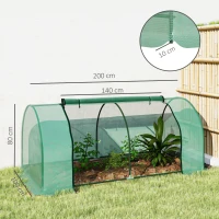 Outsunny Serra da giardino a Tunnel in Acciaio e con Copertura in PVC, 200x100x80 cm, Verde(m-3)