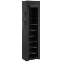 HOMCOM Étagère à Chaussures 20 Paires 10 Niveaux, Range-Chaussures en Métal avec Housse Anti-Poussière, Noir