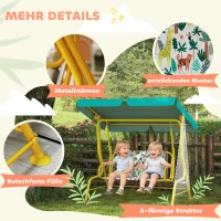 AIYAPLAY 2-Sitzer Kinder Hollywoodschaukel mit verstellbar Sonnendach Sicherheitsgurt für 3-6 Jahre bis 60 kg 112x75x120cm Grün(m-6)