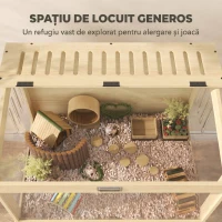 PawHut Cușcă pentru hamster din lemn înaltă cu raft de depozitare capac deschis 83,2 x 50 x 103 cm efect de lemn natural(m-4)