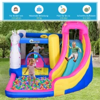 Outsunny Opblaasbaar springkasteel met glijbaan speelkasteel springkasteel met blazer voor 4 kinderen(m-7)