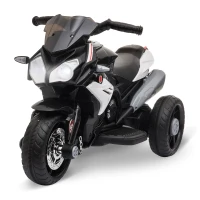 HOMCOM Elektro-Kindermotorrad, Lichter & Geräusche, 3 km/h, wiederaufladbar, Kunststoff & Metall, Schwarz/Weiß(m-1)