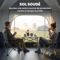 Outsunny Tente de camping familiale 4 personnes, tente tunnel, portes + fenêtres, 4,3 x 3 x 1,95 m, gris foncé(m-7)