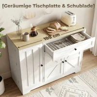 HOMCOM Sideboard, Landhausstil Küchenschrank mit Schiebetüren, 1 Schublade, 2 verstellbaren Einlegeböden, Türregalen(m-5)