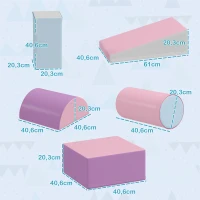 HOMCOM Zachte bouwstenen set voor kinderen van 1-3 jaar, 5 stuks, van schuim, meerkleurig, kunstleer(m-3)