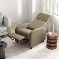 HOMCOM Fotoliu Relax Reclinabil Manual la 160° cu Suport pentru Picioare, Bej(m-10)