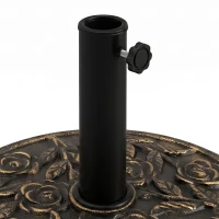 Outsunny 9kg Garden Parasol Base, Round Resin Cast Iron Effect Sun Umbrella Base, Outdoor Umbrella Stand for 38mm or 48mm Outdoor Umbrella Poles, Bronze Tone(m-10)
