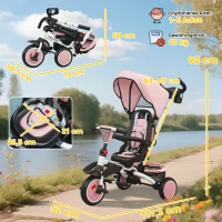 AIYAPLAY Kinderdreirad, 6-in-1 Buggy voor peuters, met duwstang, verstelbare zitting, opvouwbaar ontwerp, veiligheidsnet(m-3)