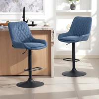 HOMCOM Set of Two Faux Leather Retro Bar Stools - Dark Blue(m-13)