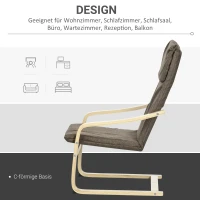 HOMCOM Fauteuil in linnenlook met hoofdsteun en armleuningen, houten frame, bruin+ naturel(m-6)