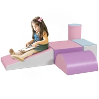 HOMCOM Softbausteine, 5er-Set Schaumstoff-Bausteine für Kinder im Alter von 1-3 Jahren, Kunstleder, Mehrfarbig(m-12)