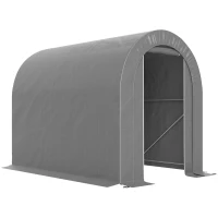 Outsunny Carpa de Jardín para Bicicletas con Marco de Acero Puerta con Cremallera Impermeable 2,4x1,6x1,9 m Gris Claro(m-1)