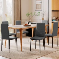 HOMCOM Pack de 6 Sillas de Comedor Modernas Tapizadas en Lino Sintético con Respaldo Alto y Patas de Metal 41x50x97 cm Gris(m-6)