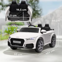 HOMCOM Voiture électrique enfant véhicule électrique enfant Audi TT RS 12 V 30 W V. Max. 3 Km/h télécommande 2,4G Effets sonores + Lumineux Blanc(m-3)