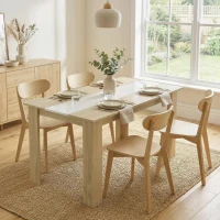 HOMCOM Table à manger table de cuisine design moderne avec grand plateau 2-4 personnes en bois dim. 120L x 69l x 75H cm(m-2)