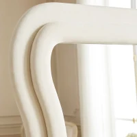 HOMCOM Full Length Mirror, 160 x 60 cm Wavy Full Body Wall Standing Mirror with Velvet Frame and Tempered Glass, Cream White(m-10)