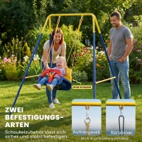 AIYAPLAY Inklapbaar schommelrek met A-frame, 2 haken, 4 grondankers, geschikt voor kinderen van 9 maanden tot 8 jaar, 128x155x157 cm, blauw(m-6)