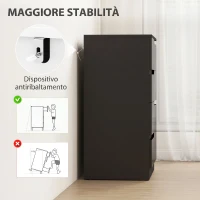 HOMCOM Cassettiera 4 Cassetti Moderna e Minimal in Legno, 60x40x85 cm, Nero Lucido(m-6)
