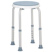 HOMCOM Tabouret de douche siège de douche antidérapant tabouret de bain hauteur réglable pivotant à 360° en aluminium(m-11)